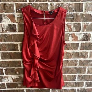 Orange Sleeveless Ruffle Top